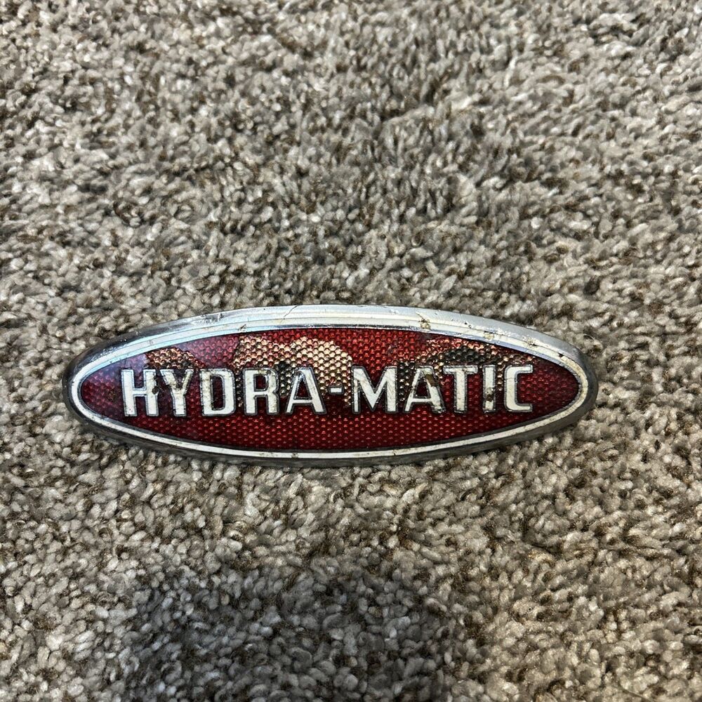 OEM Oldsmobile Cloisonne HYDRA-MATIC Emblem 5" 2 stud Rounded 1946 -8 Shows Wear